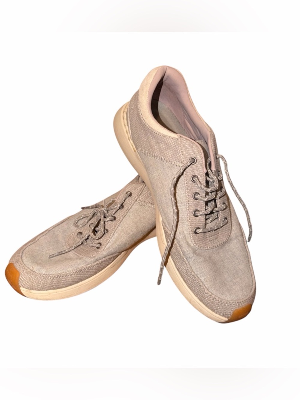 Toms Women's Light Gray Canvas Sneakers with Tan Toe Caps - 12